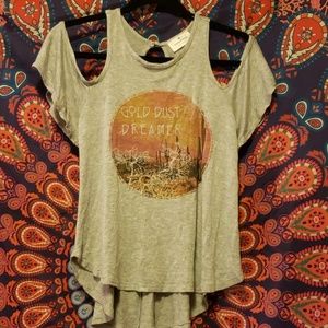 Cold shoulder gray tank